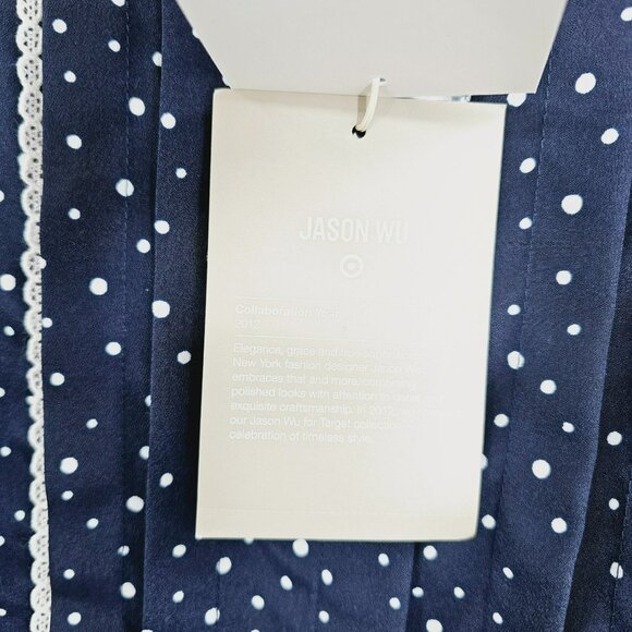 Jason Wu x Target Dress Mini Shift XS Blue Polka Dot Collared Button Front New - Picture 5 of 10